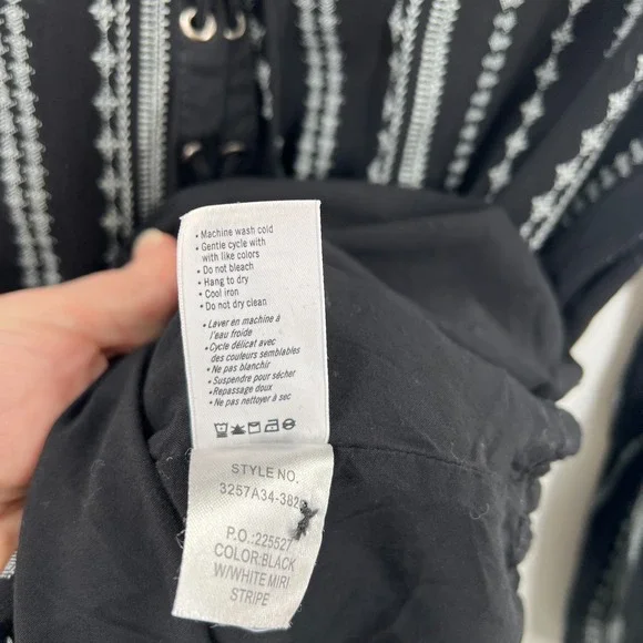 Paige poet tunic top black boho southwestern striped lightweight blouse M - Picture 9 of 11